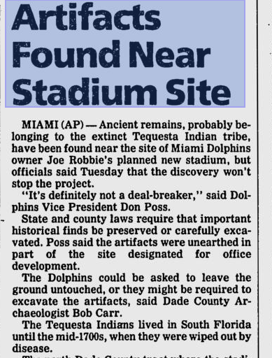 Illustration for article titled The Dolphins' Stadium Is Literally Built On An Indian Burial Ground